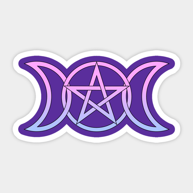 Triple Moon Goddess pastel pink to blue Sticker by RavenWake